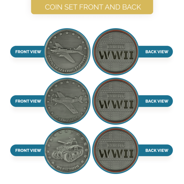 Icons of WWII Challenge Coins - Set of 3 - Image 6